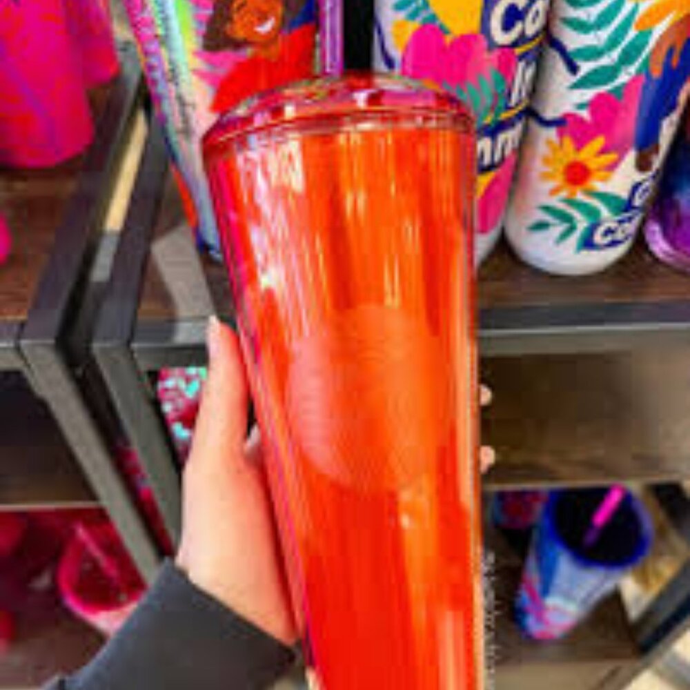 RED KALEIDOSCOPE COLD CUP 24 OZ. STARBUCKS TUMBLER SKU #011152361 NEW WITH TAGS